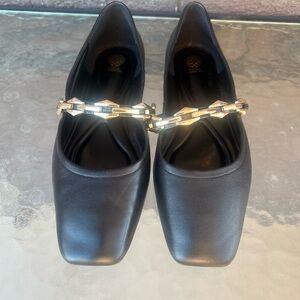 Vince Camuto Black Flats with Gold Accent
